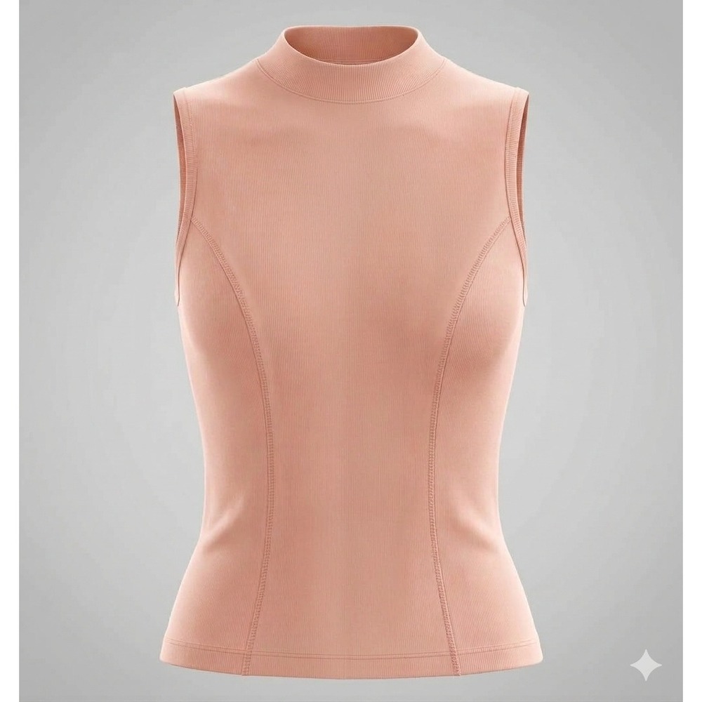 Vintage 90s Cucamonga Clothing Co Light Pink Sleeveless Mock Neck Top Sz Lg